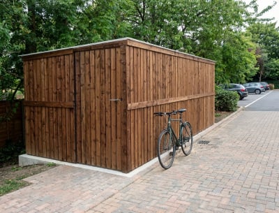 Extended Front Wooden Bike Shelter
